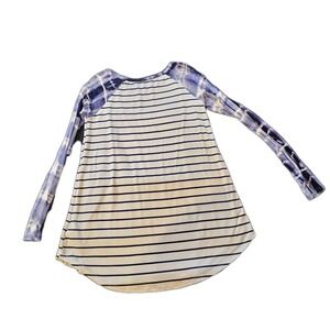 REB IN J Womens Raglan Blue White Striped Tie Dye Shirt S 1-00629